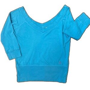 VTG Tommy Hilfiger Off Shoulder 3/4 Sleeve Teal Top Size Medium